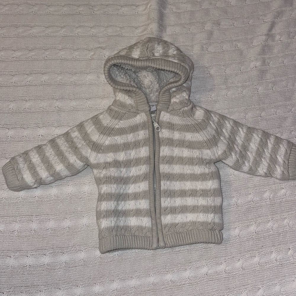 Cozy angel dear Sherpa cableknit 0-6m warm sweater boys girls gender neutral